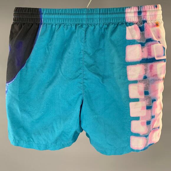 DRIES VAN NOTEN Size S White Pink Blue Abstract Poliammide Swim Trunks - Picture 2 of 4